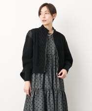 ZMJAB35160 al'aise modulation(アレーズモジュレーション) ケーブル編みニット切り替えブルゾン ブラック