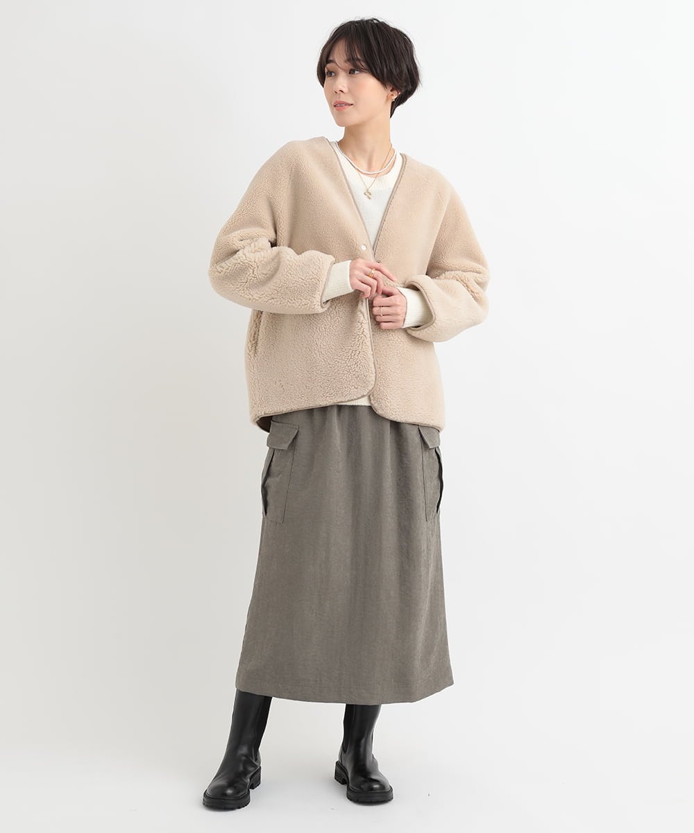 ZMJAB42190 al'aise modulation(アレーズモジュレーション) リバーシブルボアジャケット ベージュ