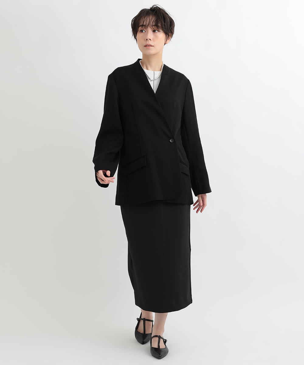 ZMJAB65170 al'aise modulation(アレーズモジュレーション) 【セットアップ対応】ノーカラーデザインジャケット ブラック