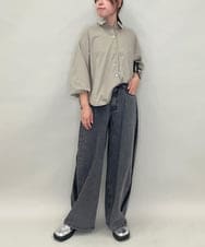 ZMJAE15145 al'aise modulation(アレーズモジュレーション) サイドラインラウンドシルエットシャツ グレー