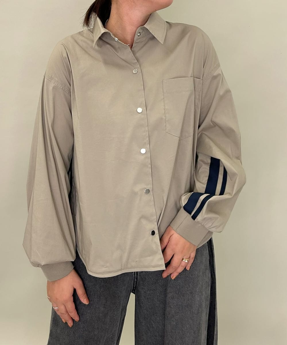 ZMJAE15145 al'aise modulation(アレーズモジュレーション) サイドラインラウンドシルエットシャツ グレー