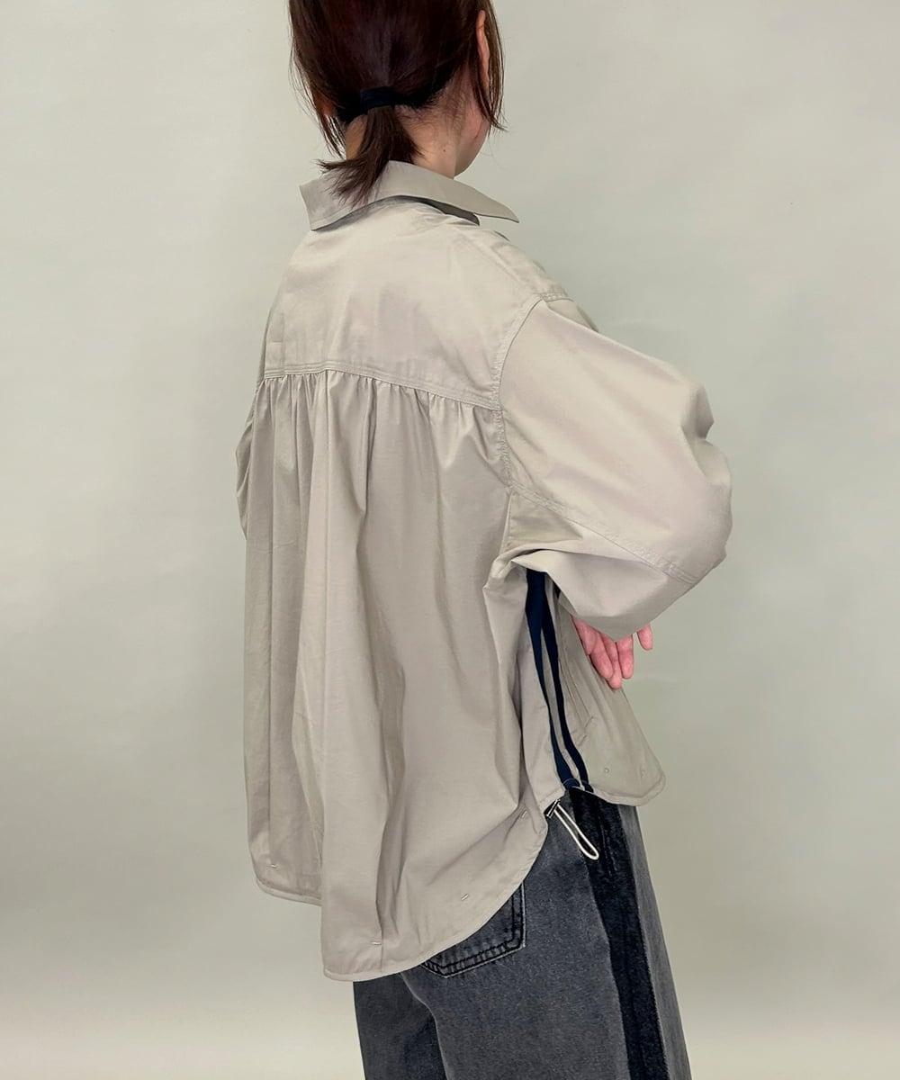 ZMJAE15145 al'aise modulation(アレーズモジュレーション) サイドラインラウンドシルエットシャツ グレー