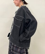 ZMJAE16148 al'aise modulation(アレーズモジュレーション) フリンジコットンデニムジャケット ブラック