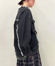 ZMJAE16148 al'aise modulation(アレーズモジュレーション) フリンジコットンデニムジャケット ブラック