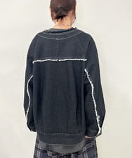 ZMJAE16148 al'aise modulation(アレーズモジュレーション) フリンジコットンデニムジャケット ブラック