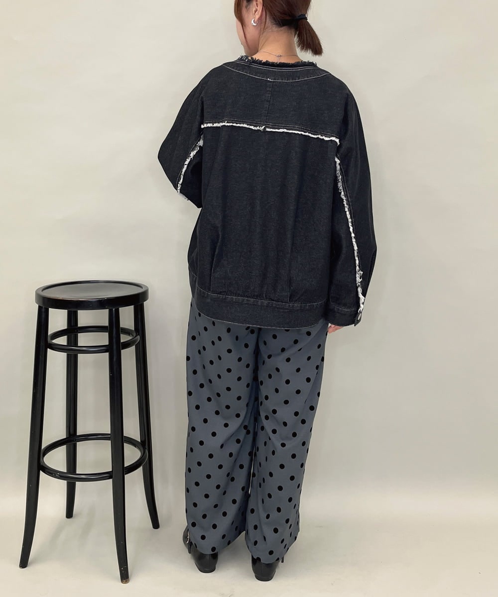 ZMJAE16148 al'aise modulation(アレーズモジュレーション) フリンジコットンデニムジャケット ブラック