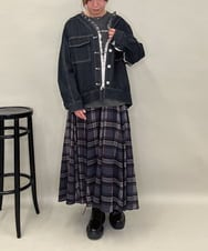 ZMJAE16148 al'aise modulation(アレーズモジュレーション) フリンジコットンデニムジャケット ブラック