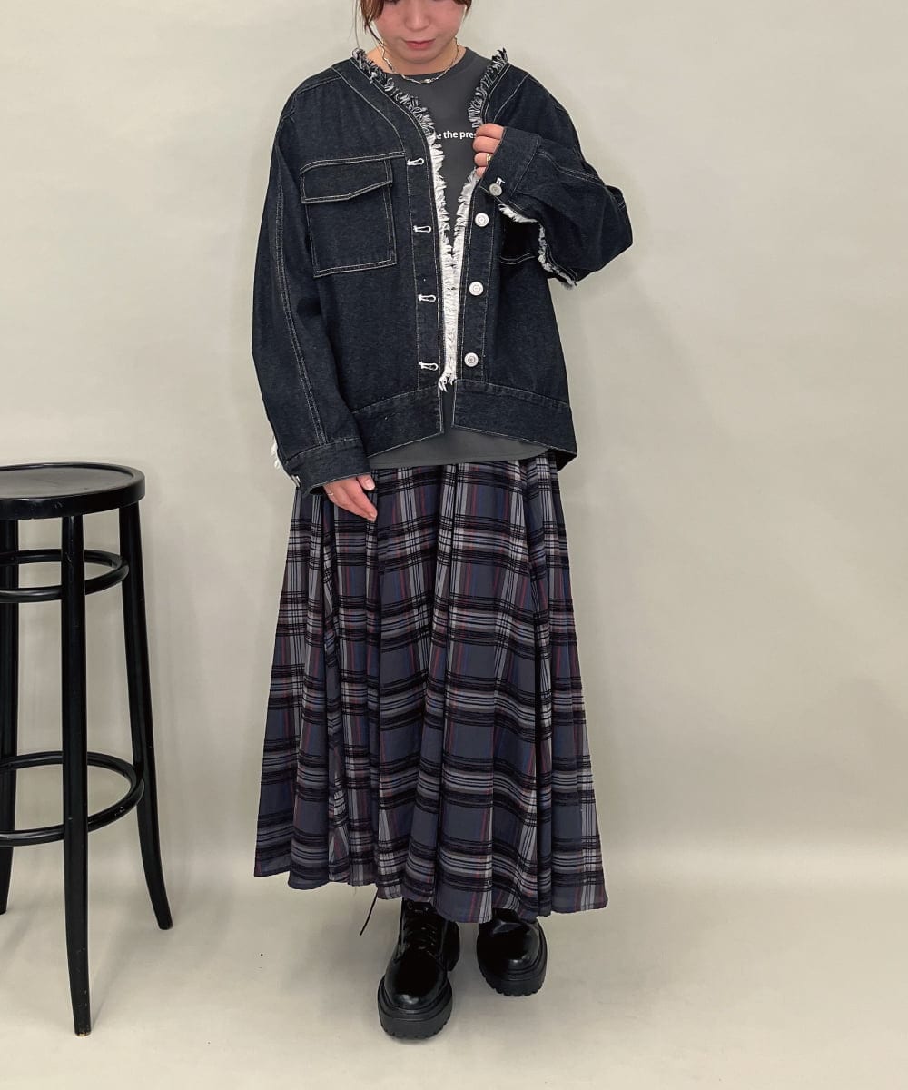 ZMJAE16148 al'aise modulation(アレーズモジュレーション) フリンジコットンデニムジャケット ブラック