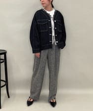 ZMJAE16148 al'aise modulation(アレーズモジュレーション) フリンジコットンデニムジャケット ブラック