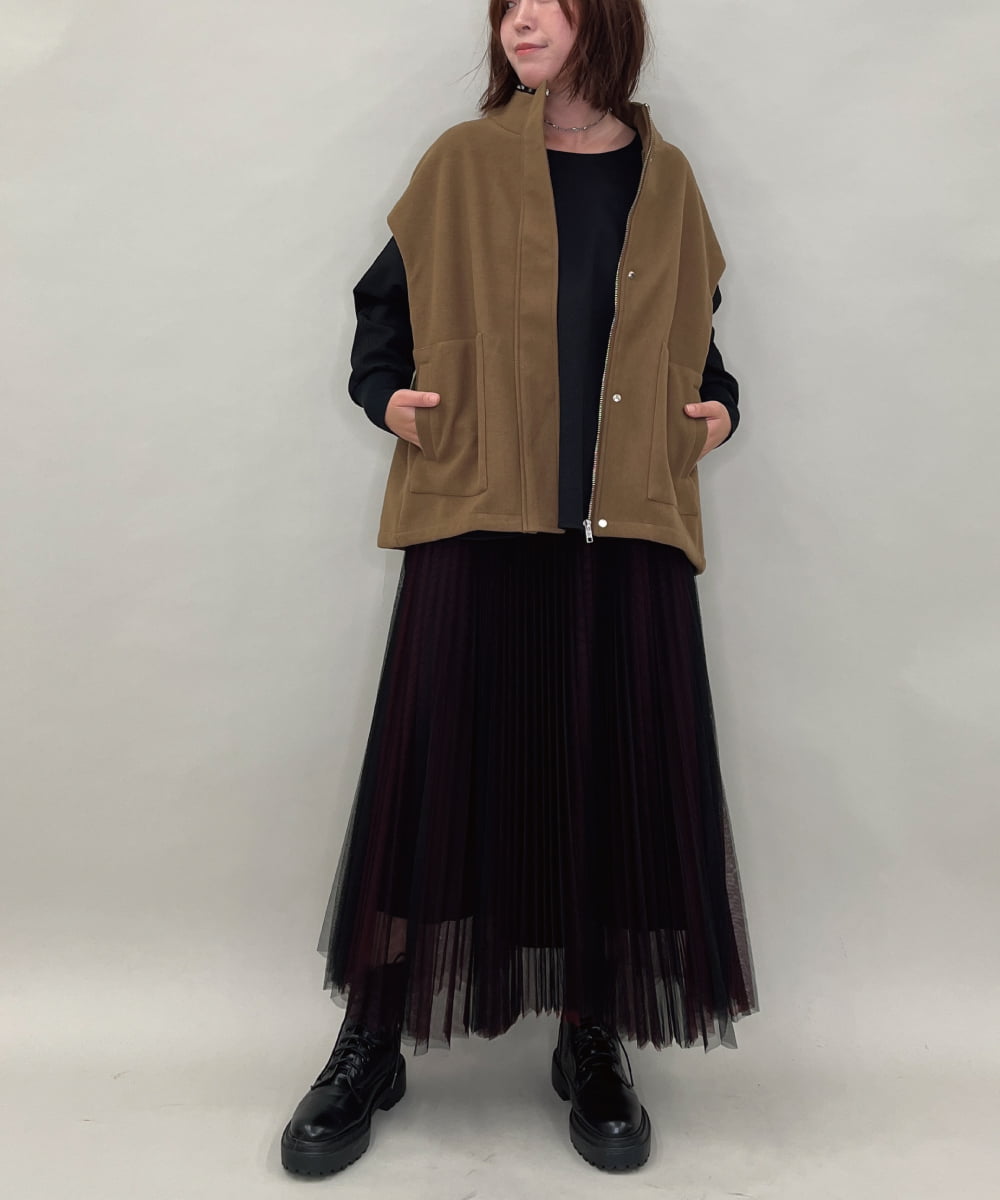 ZMJAE17148 al'aise modulation(アレーズモジュレーション) スリーブレスデザインジャケット ベージュ