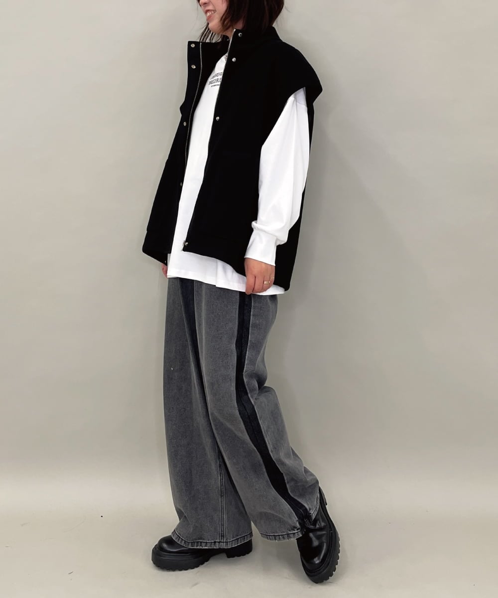 ZMJAE17148 al'aise modulation(アレーズモジュレーション) スリーブレスデザインジャケット ブラック