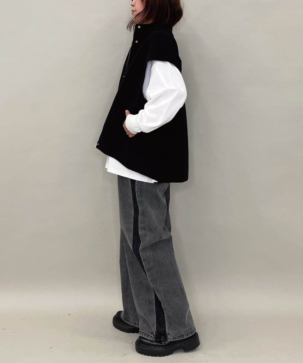 ZMJAE17148 al'aise modulation(アレーズモジュレーション) スリーブレスデザインジャケット ブラック