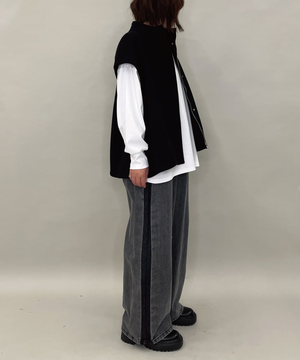 ZMJAE17148 al'aise modulation(アレーズモジュレーション) スリーブレスデザインジャケット ブラック