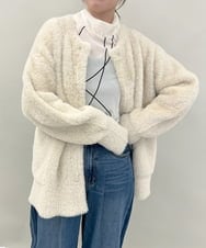 ZMJAE20199 al'aise modulation(アレーズモジュレーション) 【10月先行予約アイテム】フェザーヤーンコーディガン オフホワイト
