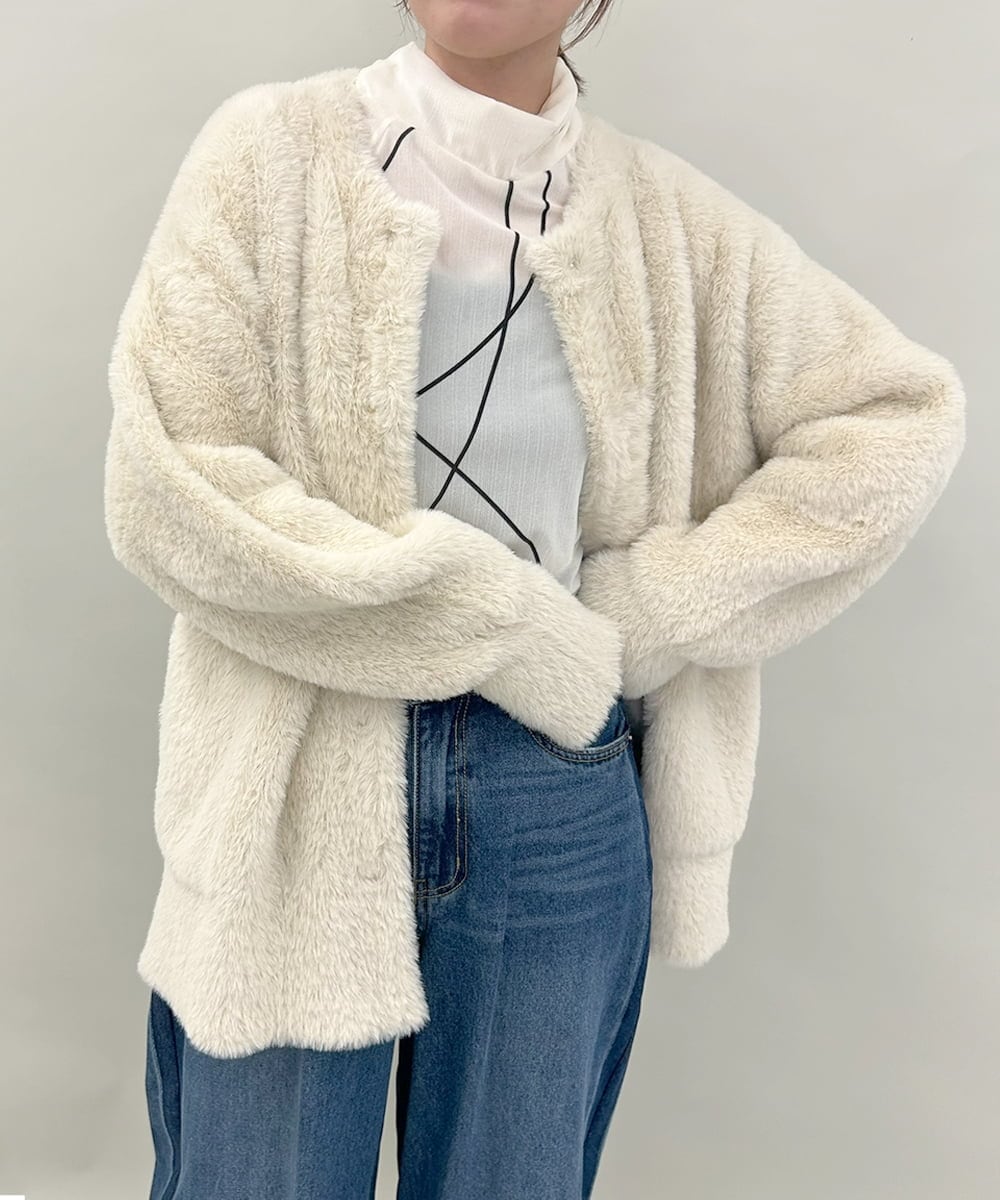 ZMJAE20199 al'aise modulation(アレーズモジュレーション) 【10月先行予約アイテム】フェザーヤーンコーディガン オフホワイト