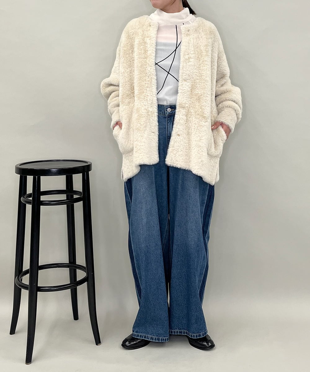 ZMJAE20199 al'aise modulation(アレーズモジュレーション) 【10月先行予約アイテム】フェザーヤーンコーディガン オフホワイト