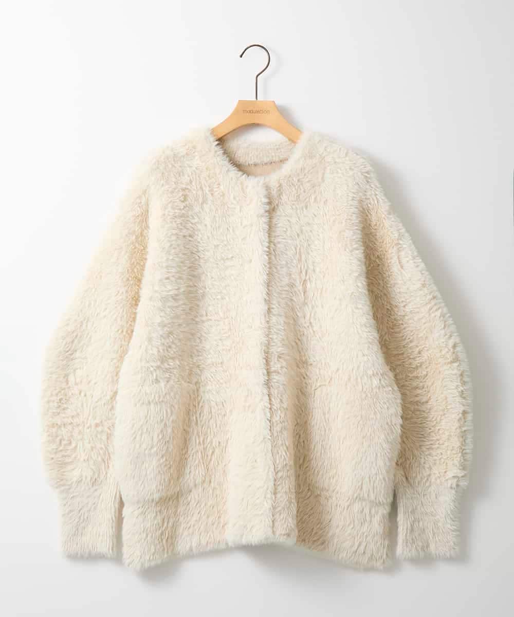 ZMJAE20199 al'aise modulation(アレーズモジュレーション) フェザーヤーンコーディガン オフホワイト
