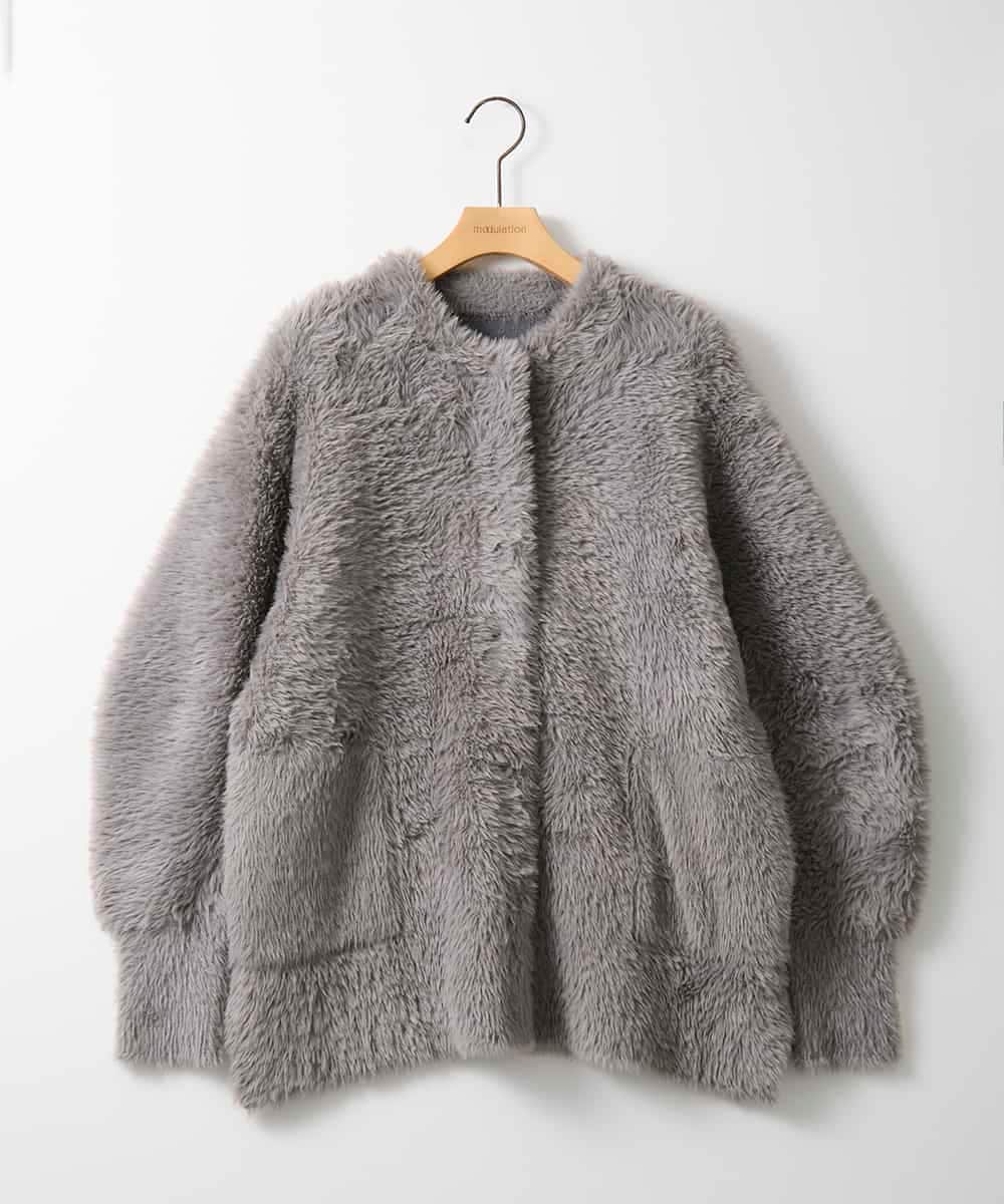 ZMJAE20199 al'aise modulation(アレーズモジュレーション) フェザーヤーンコーディガン グレー