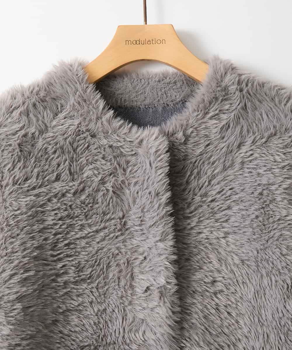 ZMJAE20199 al'aise modulation(アレーズモジュレーション) フェザーヤーンコーディガン グレー