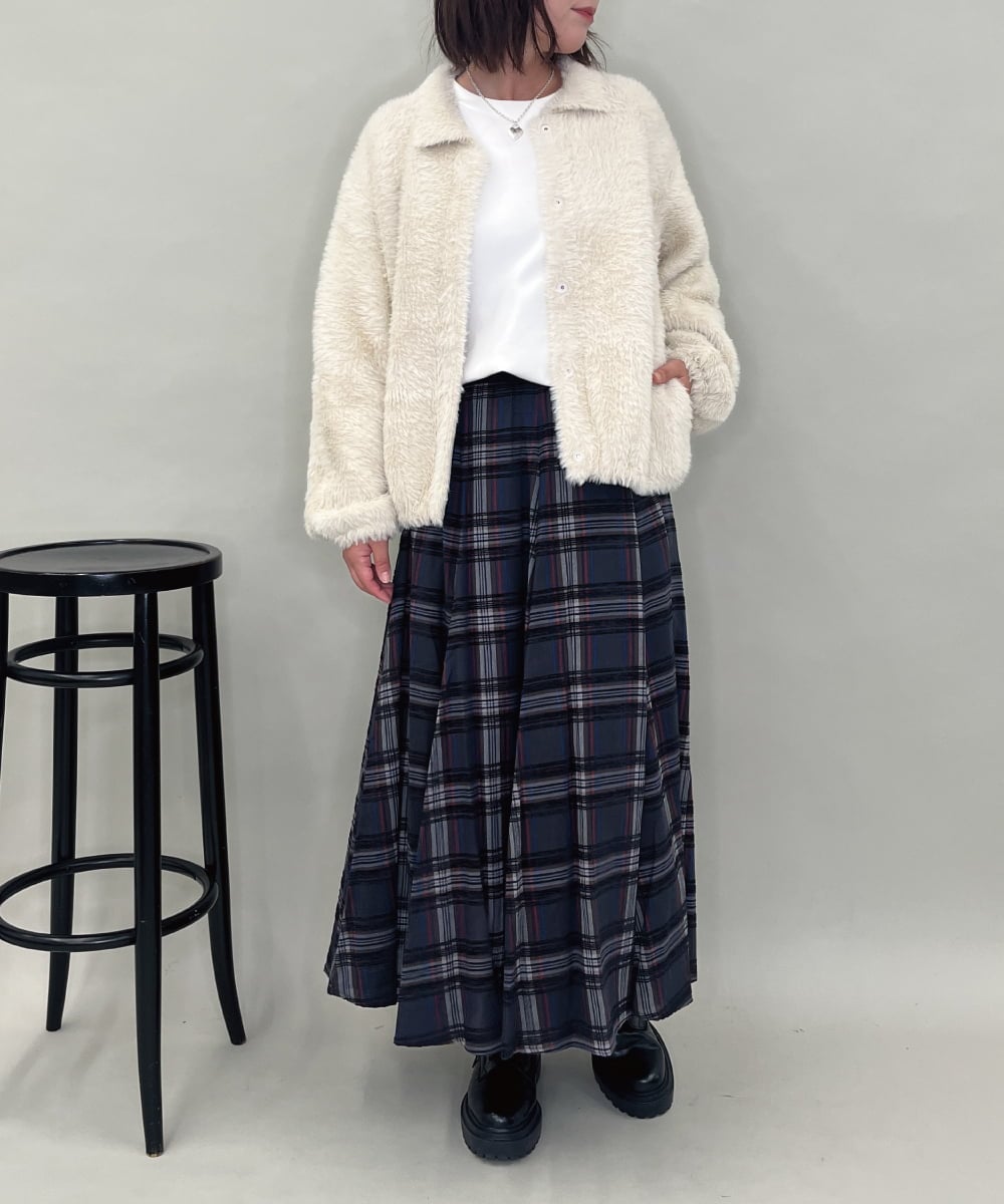 ZMJAE21189 al'aise modulation(アレーズモジュレーション) 【洗える】フェイクファー衿付ジャケット アイボリー