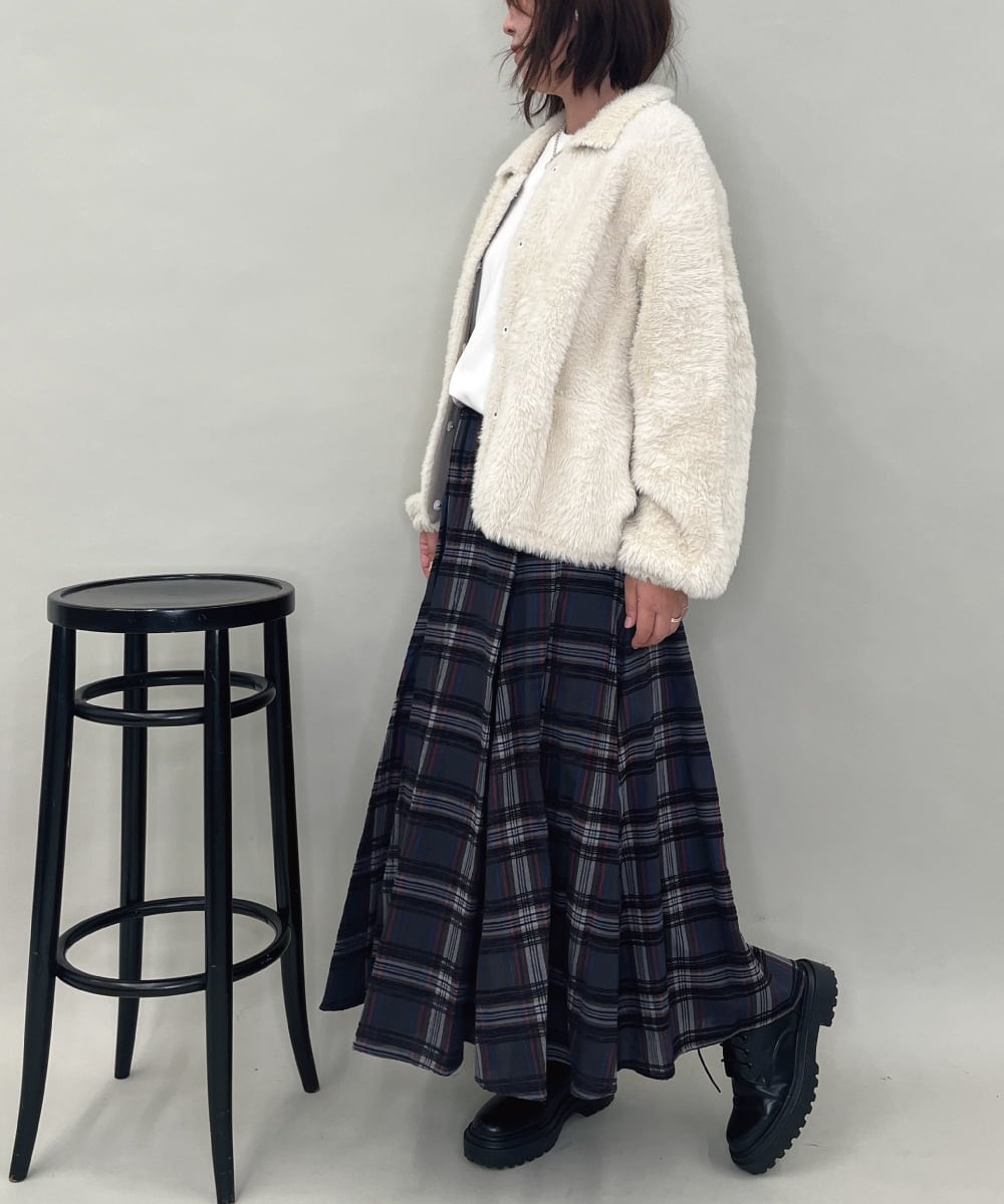 ZMJAE21189 al'aise modulation(アレーズモジュレーション) 【洗える】フェイクファー衿付ジャケット アイボリー