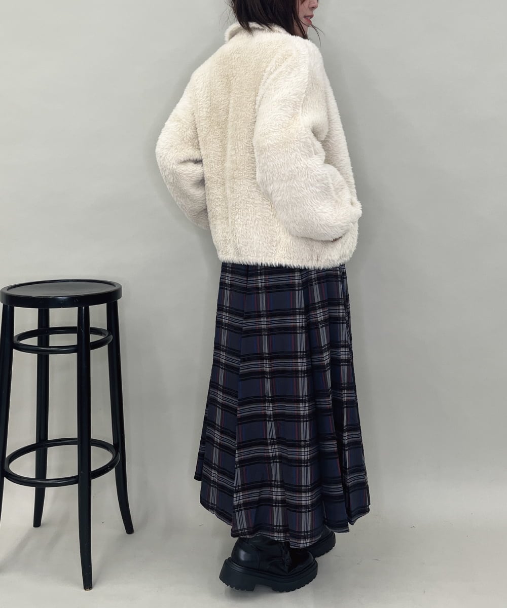 ZMJAE21189 al'aise modulation(アレーズモジュレーション) 【洗える】フェイクファー衿付ジャケット アイボリー