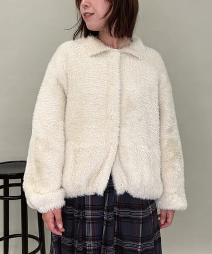 ZMJAE21189 al'aise modulation 【洗える】フェイクファー衿付ジャケット