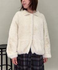ZMJAE21189 al'aise modulation(アレーズモジュレーション) 【洗える】フェイクファー衿付ジャケット アイボリー