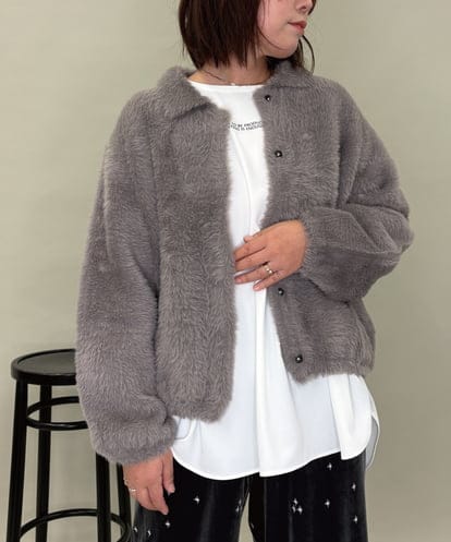 ZMJAE21189 al'aise modulation 【洗える】フェイクファー衿付ジャケット