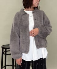 ZMJAE21189 al'aise modulation(アレーズモジュレーション) 【洗える】フェイクファー衿付ジャケット ダークグレー