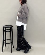 ZMJAE21189 al'aise modulation(アレーズモジュレーション) 【洗える】フェイクファー衿付ジャケット ダークグレー