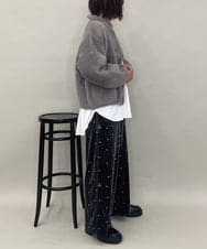 ZMJAE21189 al'aise modulation(アレーズモジュレーション) 【洗える】フェイクファー衿付ジャケット ダークグレー