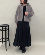 ZMJAE21189 al'aise modulation(アレーズモジュレーション) 【洗える】フェイクファー衿付ジャケット ダークグレー