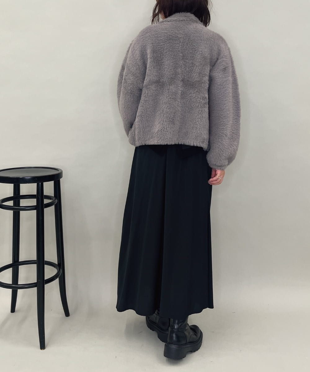 ZMJAE21189 al'aise modulation(アレーズモジュレーション) 【洗える】フェイクファー衿付ジャケット ダークグレー