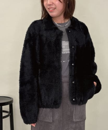 ZMJAE21189 al'aise modulation 【洗える】フェイクファー衿付ジャケット