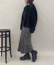 ZMJAE21189 al'aise modulation(アレーズモジュレーション) 【洗える】フェイクファー衿付ジャケット ブラック