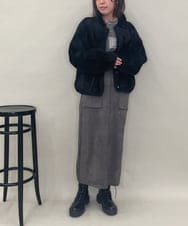 ZMJAE21189 al'aise modulation(アレーズモジュレーション) 【洗える】フェイクファー衿付ジャケット ブラック