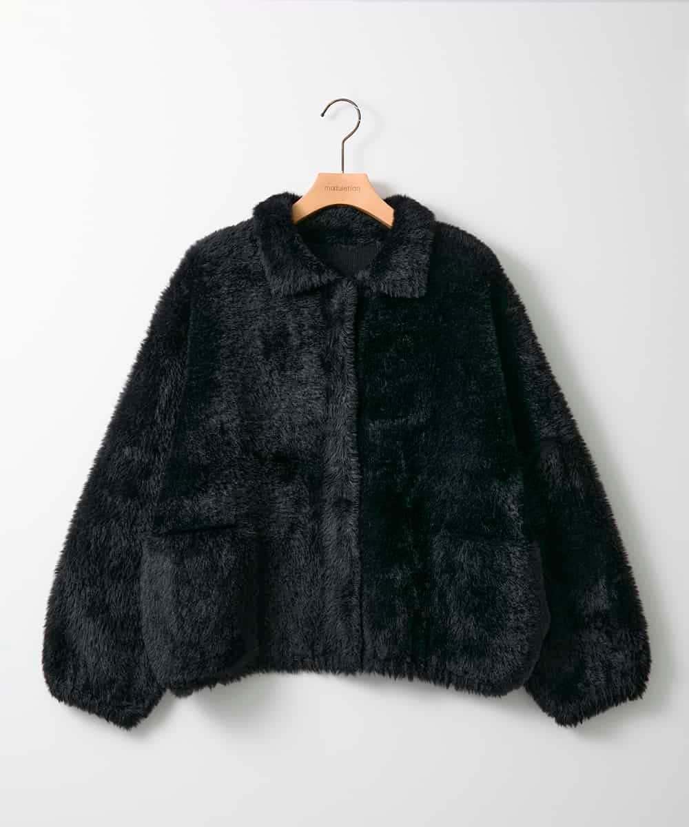 ZMJAE21189 al'aise modulation(アレーズモジュレーション) 【洗える】フェイクファー衿付ジャケット ブラック