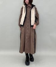 ZMJAE22179 al'aise modulation(アレーズモジュレーション) フード付きボアジップベスト ベージュ