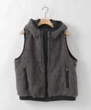 ZMJAE22179 al'aise modulation(アレーズモジュレーション) フード付きボアジップベスト ダークグレー
