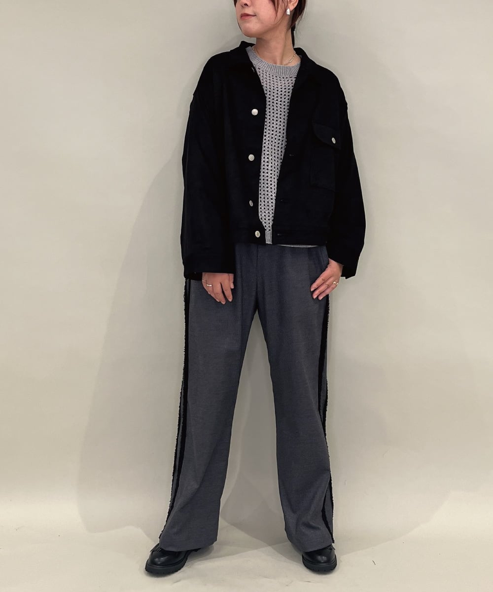 ZMJAE24170 al'aise modulation(アレーズモジュレーション) スエードライクワンポケットジャケット ブラック