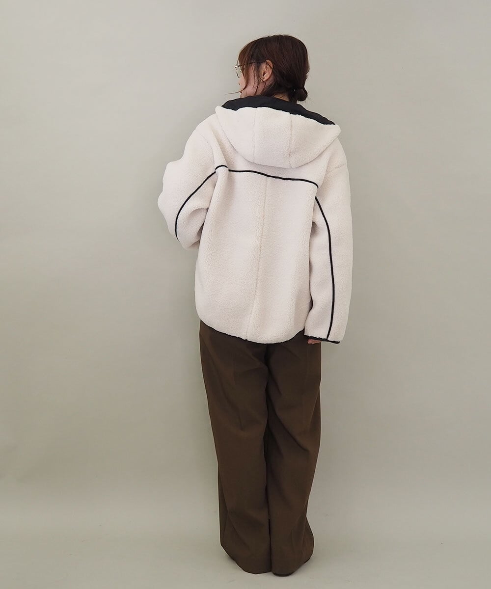 ZMJAE26210 al'aise modulation(アレーズモジュレーション) ボアフードジャケット アイボリー