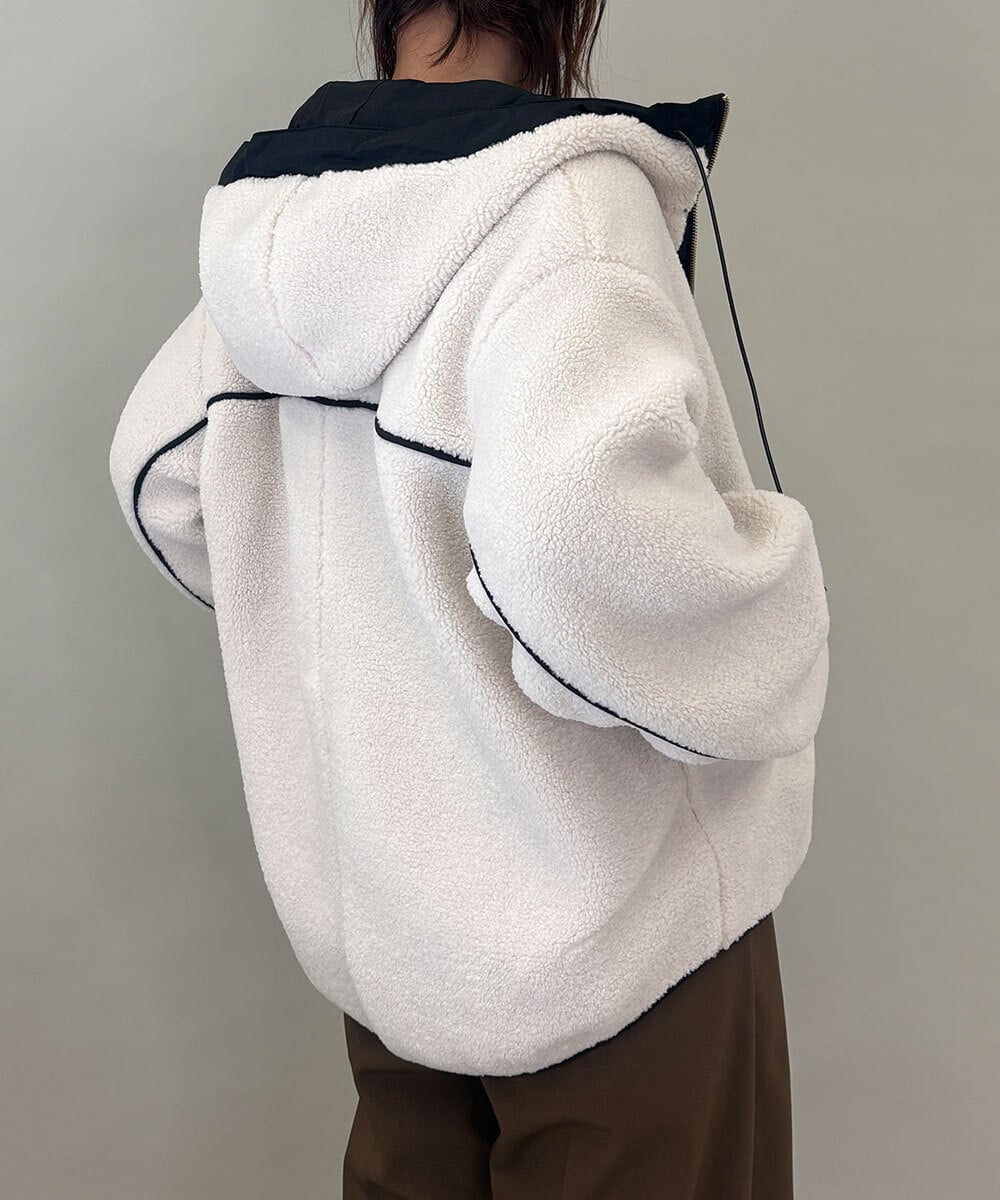 ZMJAE26210 al'aise modulation(アレーズモジュレーション) ボアフードジャケット ベージュ