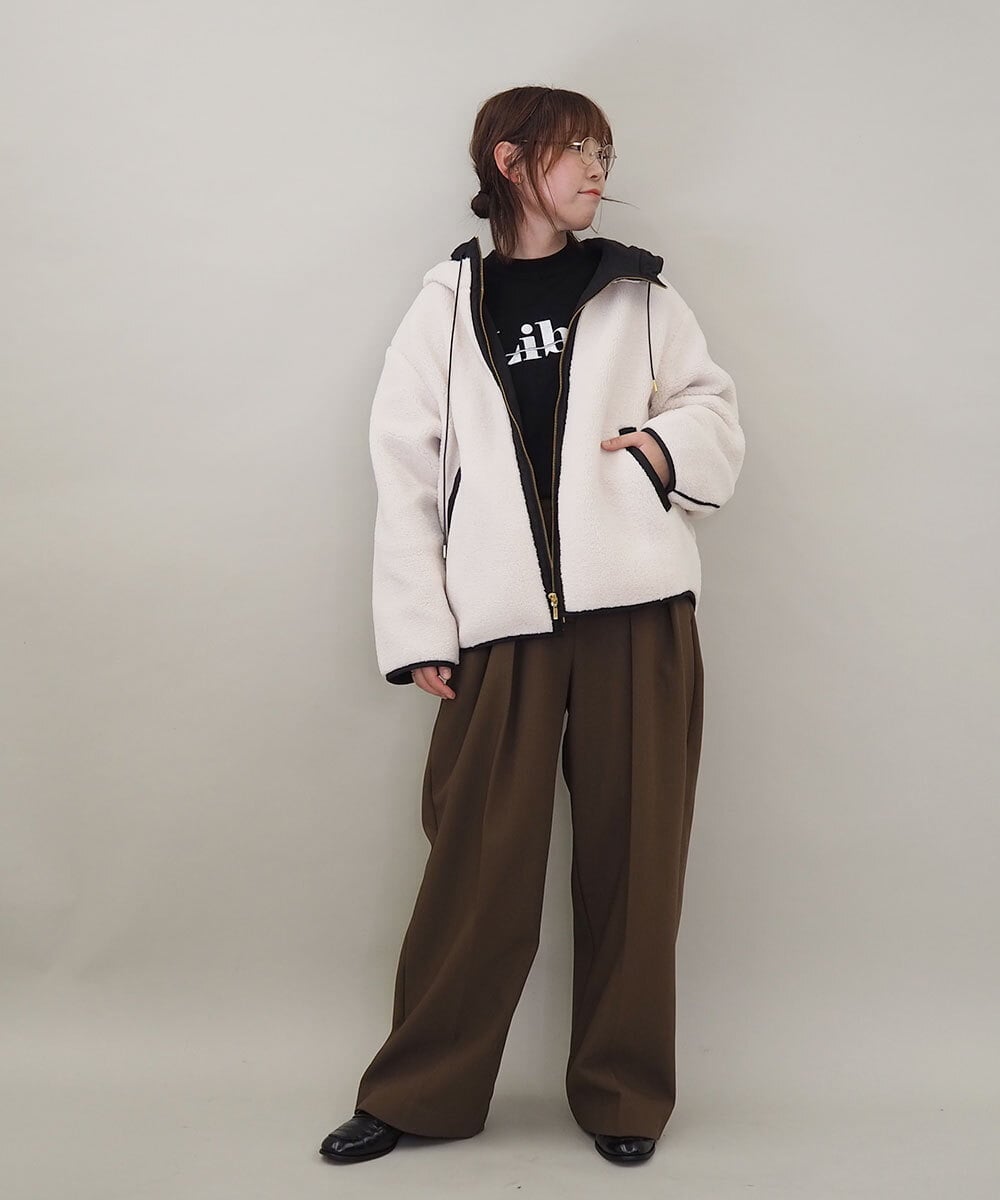 ZMJAE26210 al'aise modulation(アレーズモジュレーション) ボアフードジャケット アイボリー