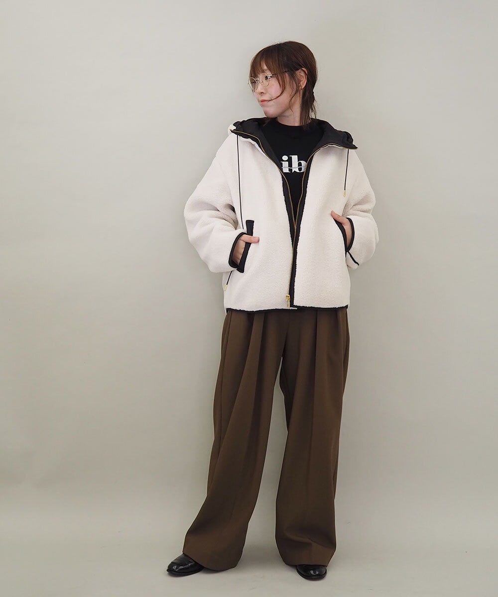 ZMJAE26210 al'aise modulation(アレーズモジュレーション) ボアフードジャケット アイボリー