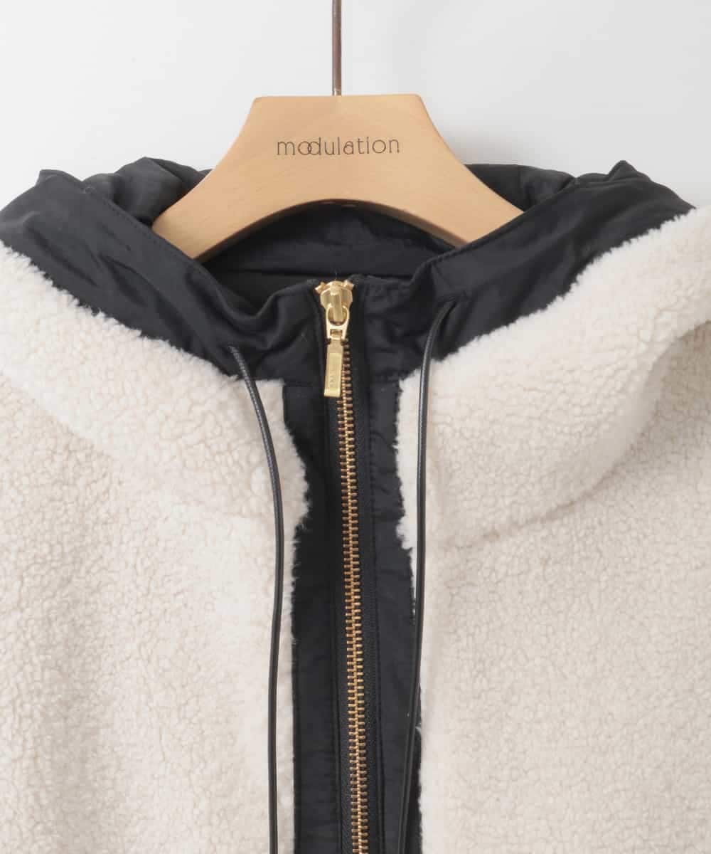 ZMJAE26210 al'aise modulation(アレーズモジュレーション) ボアフードジャケット ベージュ