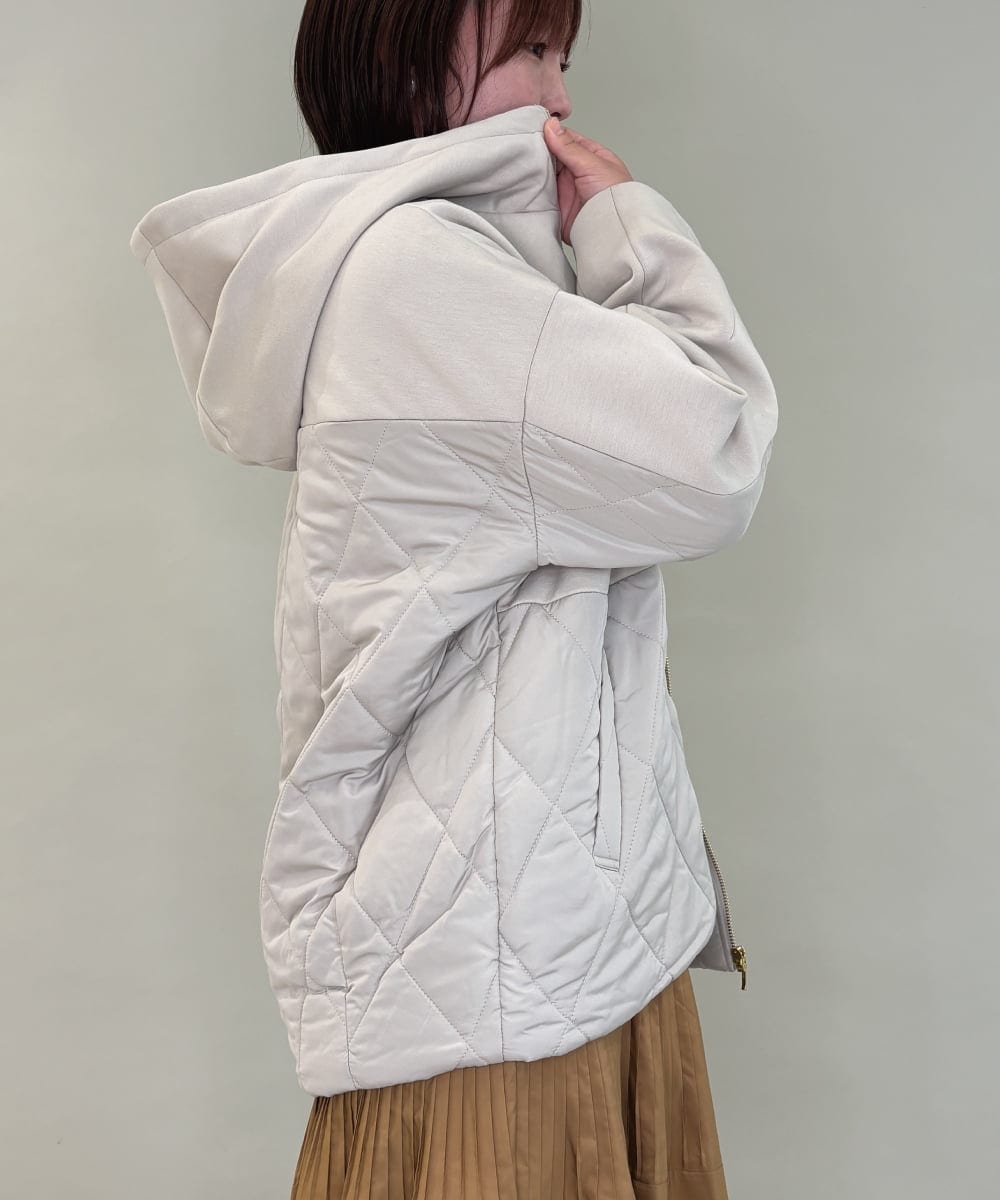 ZMJAE27160 al'aise modulation(アレーズモジュレーション) 異素材ドッキングフードブルゾン ダークグレー