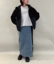 ZMJAE27160 al'aise modulation(アレーズモジュレーション) 異素材ドッキングフードブルゾン ブラック