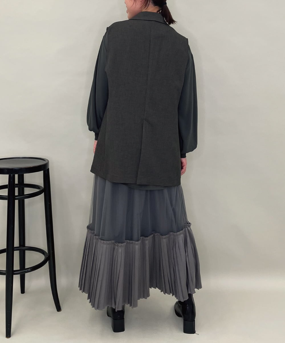 ZMJAE28169 al'aise modulation(アレーズモジュレーション) ダブルフロントジレジャケット ダークグレー