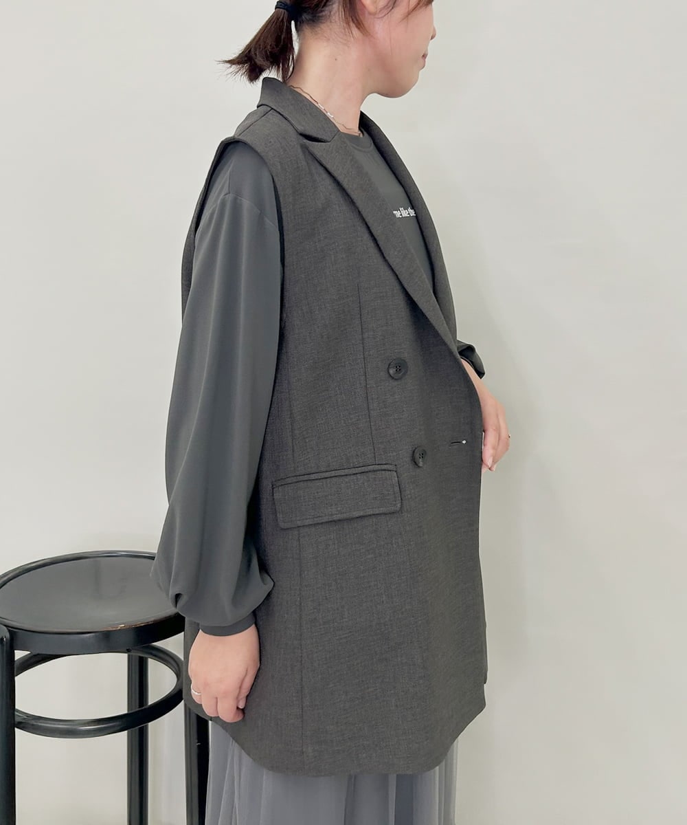 ZMJAE28169 al'aise modulation(アレーズモジュレーション) ダブルフロントジレジャケット ダークグレー